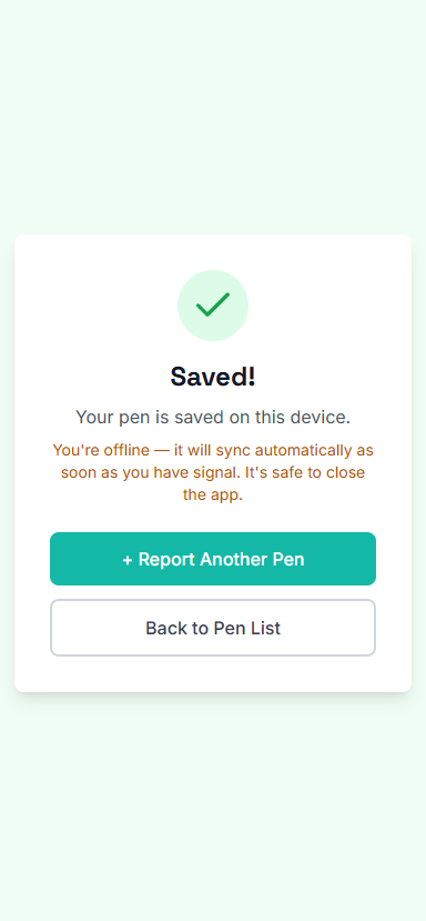 Saved confirmation with offline-sync message